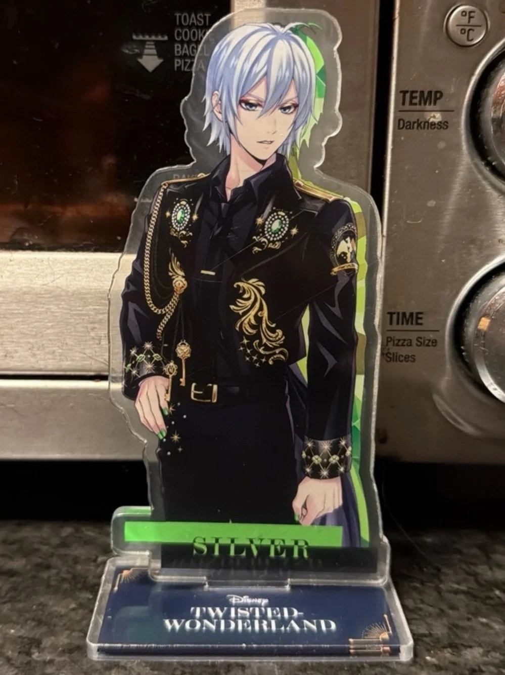Disney Twisted-Wonderland Silver Acrylic Stand - Black & Green Accents